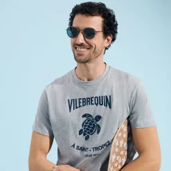 Homme Vilebrequin T-Shirts^T-Shirt En Coton Homme Tortue Flockee