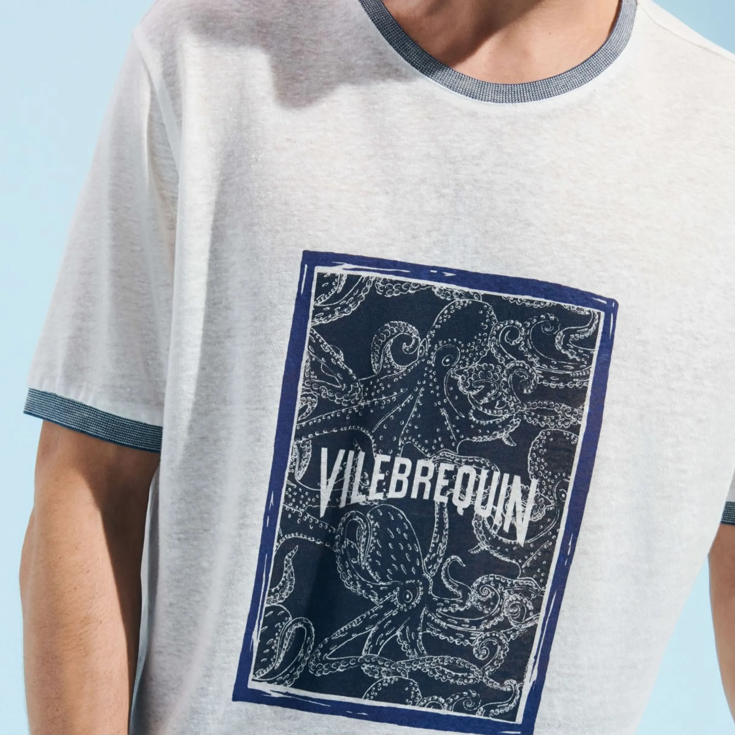 Homme Vilebrequin T-Shirts^T-Shirt En Lin Homme Poulpes Bicolores